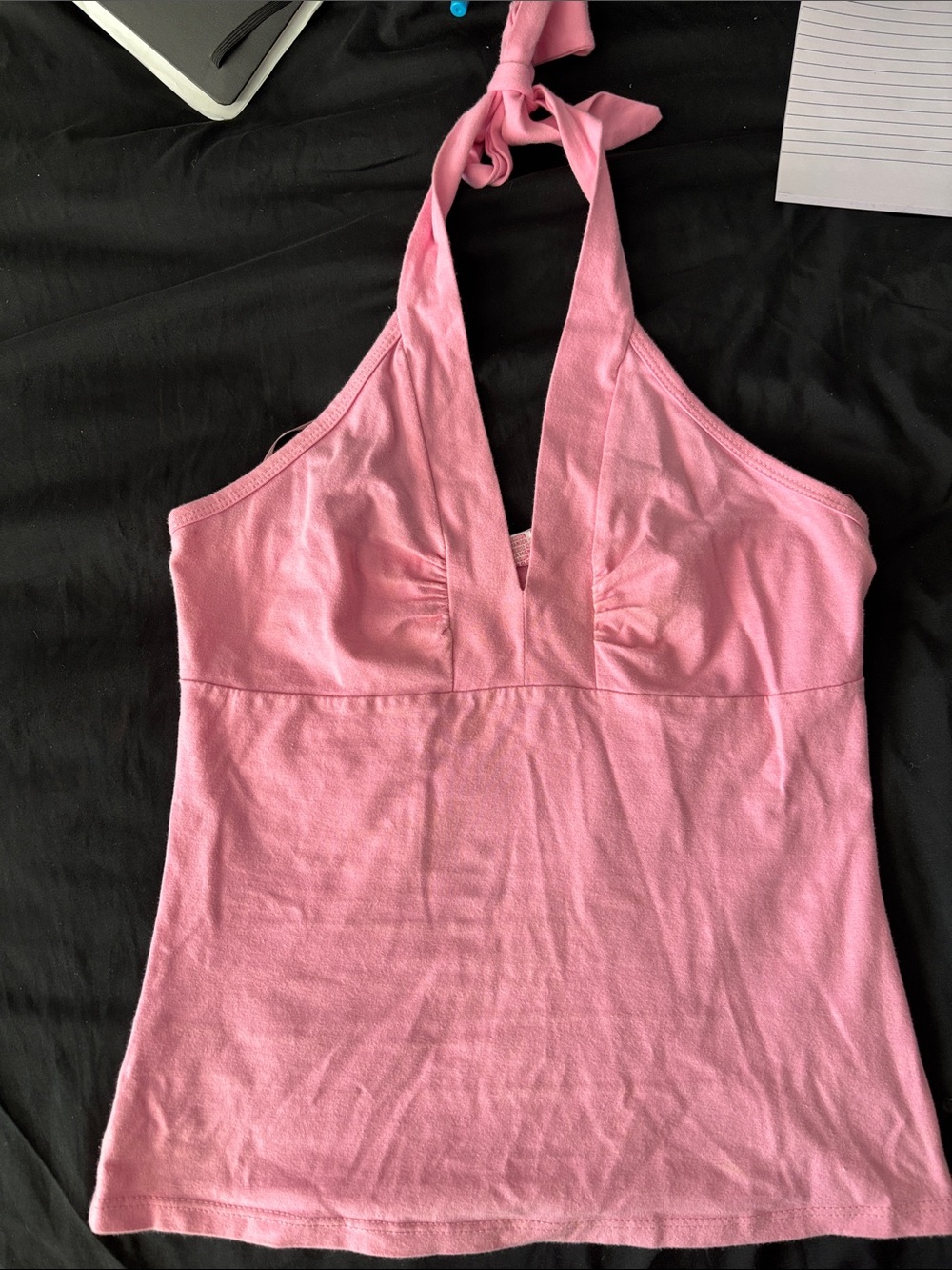 Pink Halter Tank Top - Sleeveless V-Neck